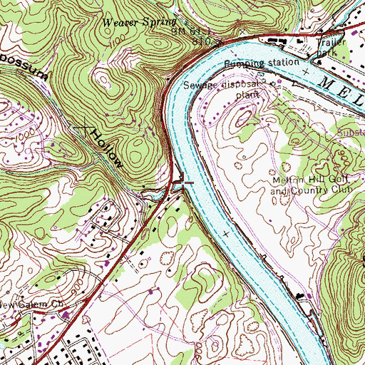 Topographic Map of Opossum Hollow, TN