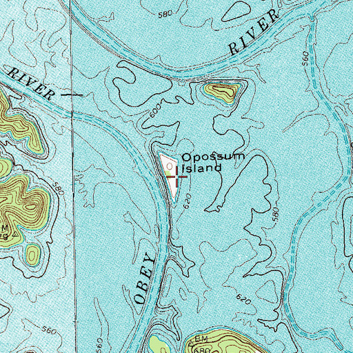 Topographic Map of Opossum Island, TN