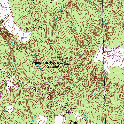 Topographic Map of Opossum Rock School, TN