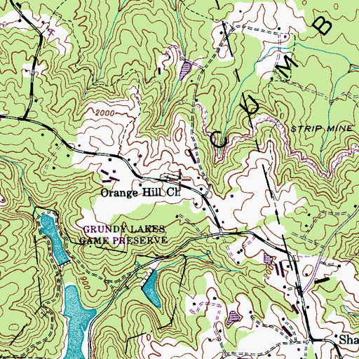 Topographic Map of Orange Hill Church, TN