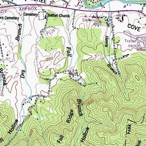 Topographic Map of Orchard Hollow, TN