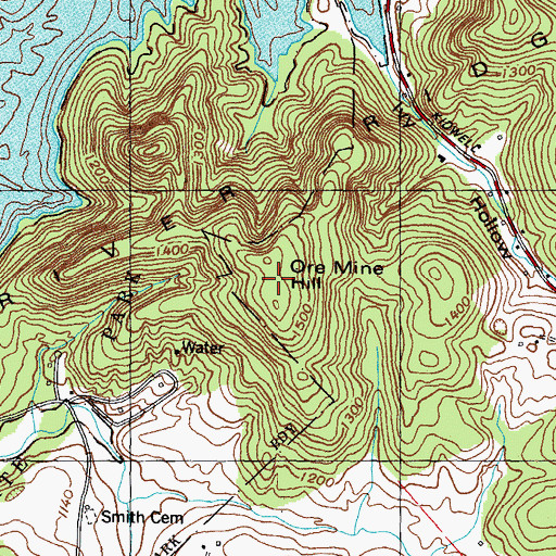 Topographic Map of Ore Mine Hill, TN