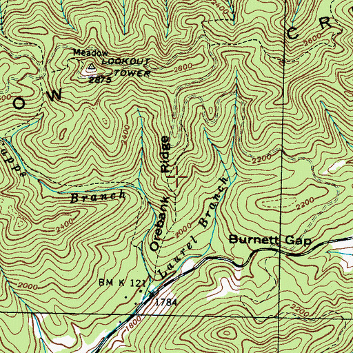 Topographic Map of Orebank Ridge, TN