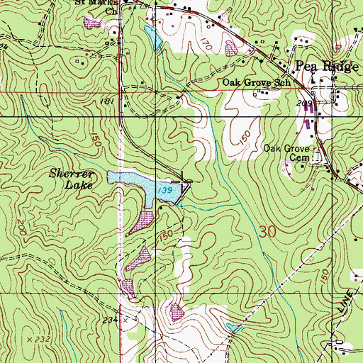 Topographic Map of Odie Sherrer Dam, AL