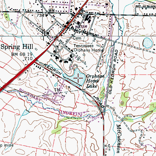 Topographic Map of Orphans Home Lake, TN