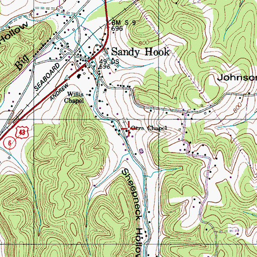 Topographic Map of Orrs Chapel, TN