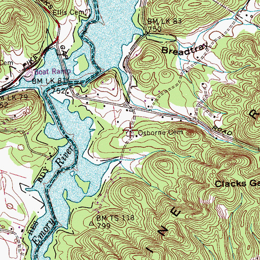 Topographic Map of Osborne Cemetery, TN