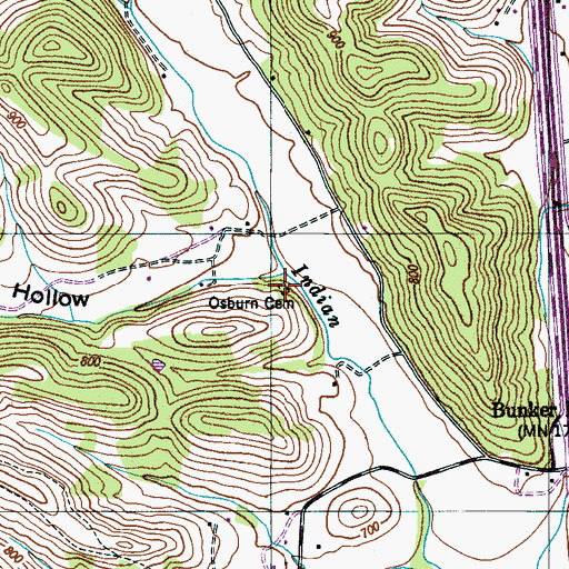 Topographic Map of Osburn Cemetery, TN