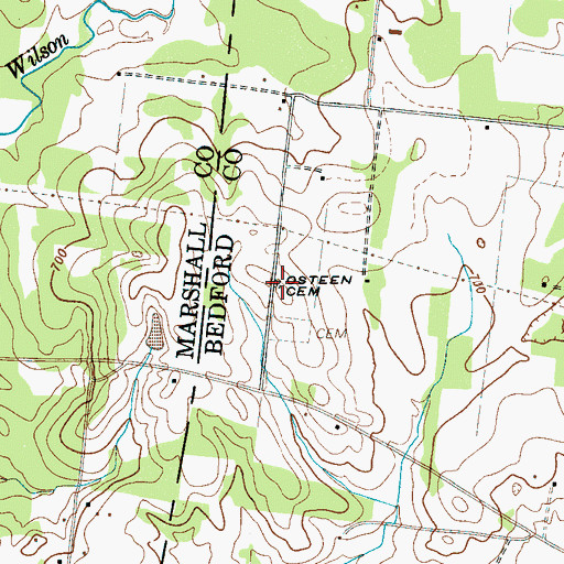 Topographic Map of Osteen Cemetery, TN