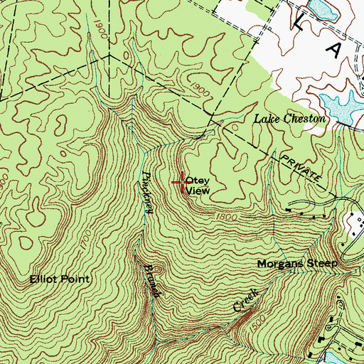 Topographic Map of Otey View, TN