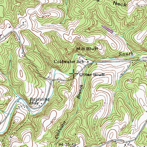 Topographic Map of Otter Bluff, TN