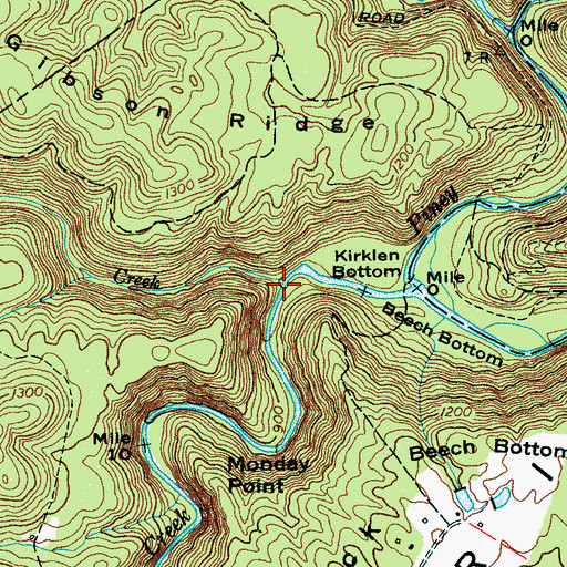 Topographic Map of Otter Creek, TN