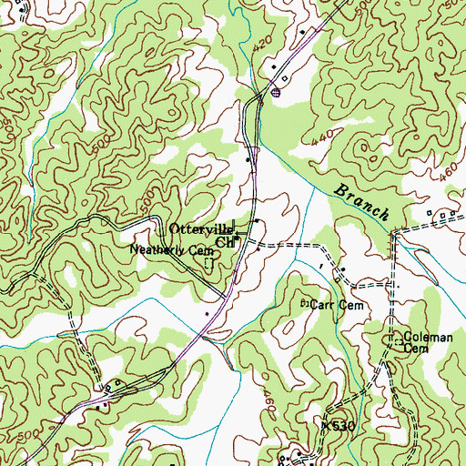 Topographic Map of Otterville Church, TN