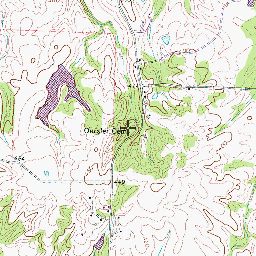 Topographic Map of Oursler Cemetery, TN