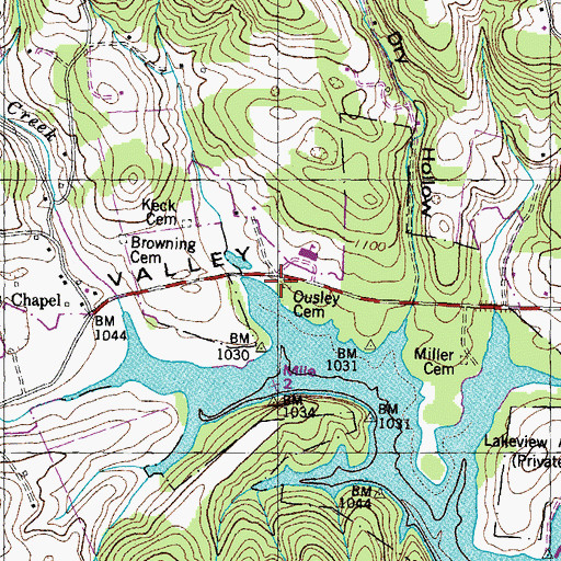 Topographic Map of Ousley Cemetery, TN