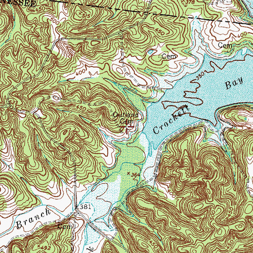Topographic Map of Outland Cemetery, TN