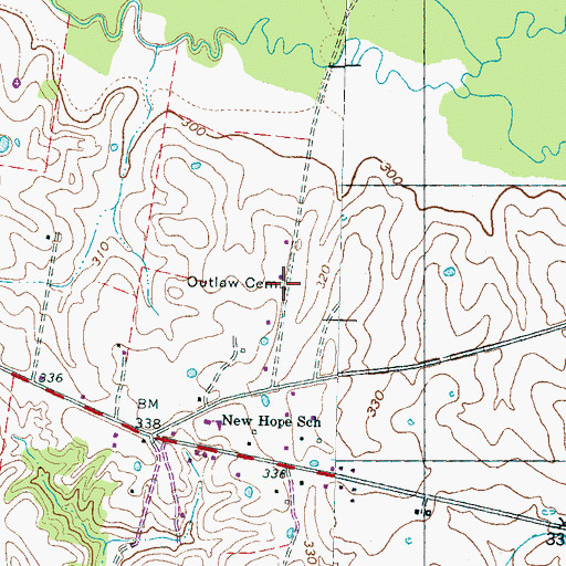 Topographic Map of Outlaw Cemetery, TN