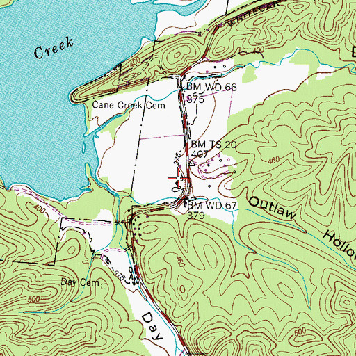 Topographic Map of Outlaw Hollow, TN