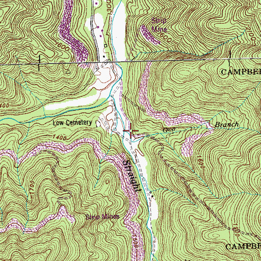 Topographic Map of Ova Branch, TN