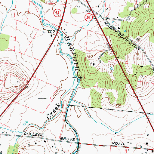 Topographic Map of Grove Creek, TN