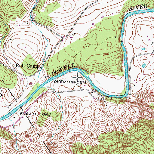 Topographic Map of Overton Cemetery, TN