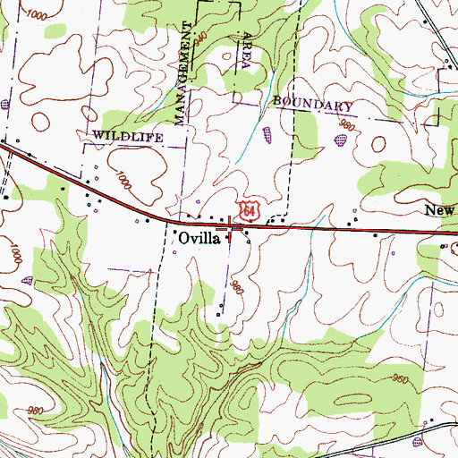 Topographic Map of Ovilla, TN