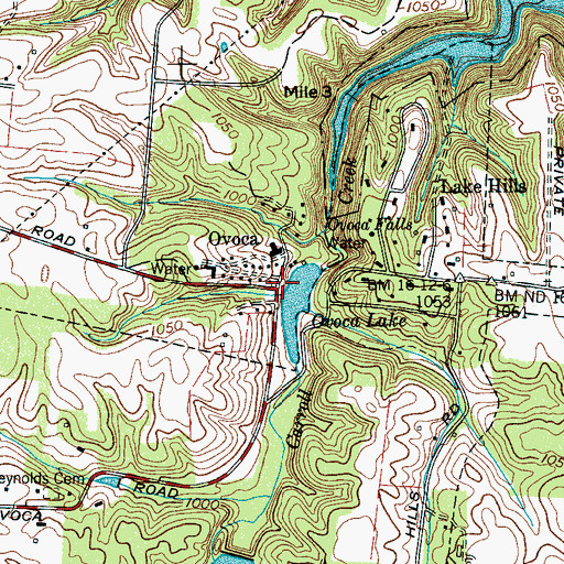 Topographic Map of Ovoca, TN