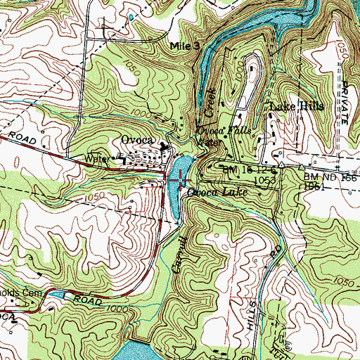 Topographic Map of Ovoca Lake, TN