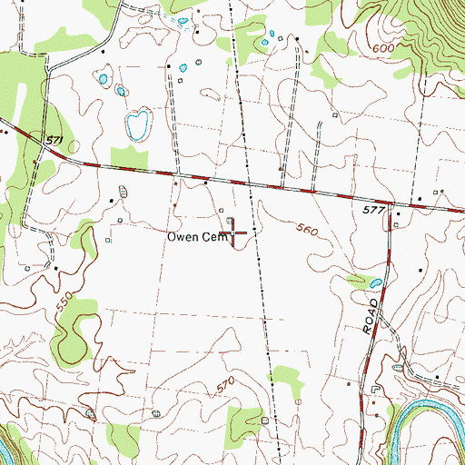 Topographic Map of Owen Cemetery, TN