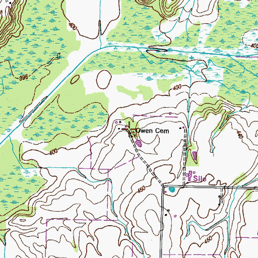 Topographic Map of Owen Cemetery, TN