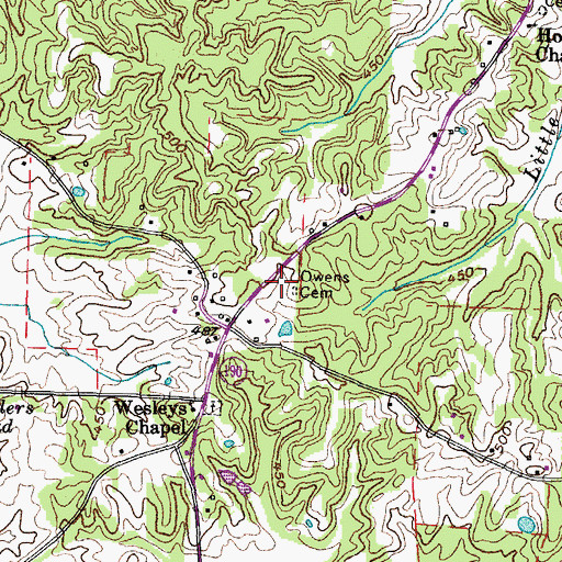 Topographic Map of Owens Cemetery, TN