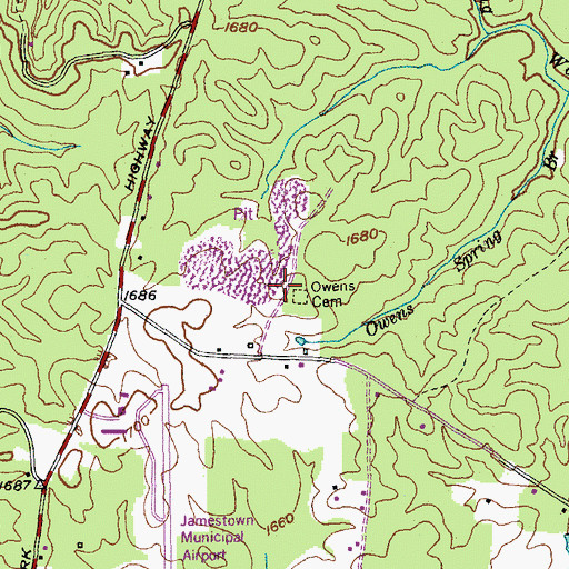 Topographic Map of Owens Cemetery, TN