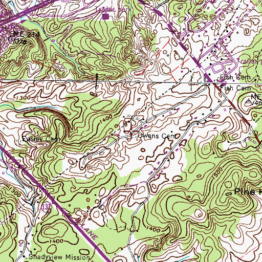 Topographic Map of Owens Cemetery, TN