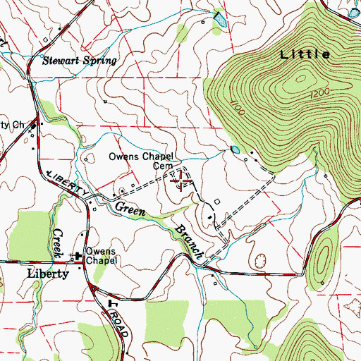 Topographic Map of Owens Chapel Cemetery, TN