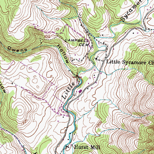 Topographic Map of Owens Hollow, TN