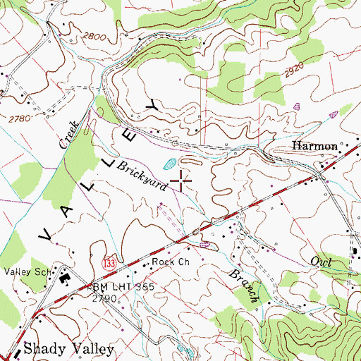 Topographic Map of Owl Branch, TN