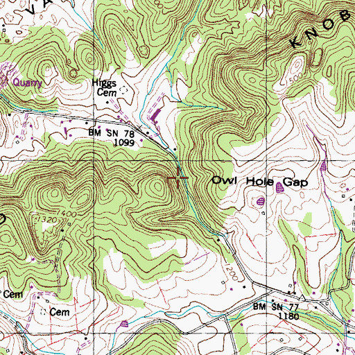 Topographic Map of Owl Hole Gap, TN