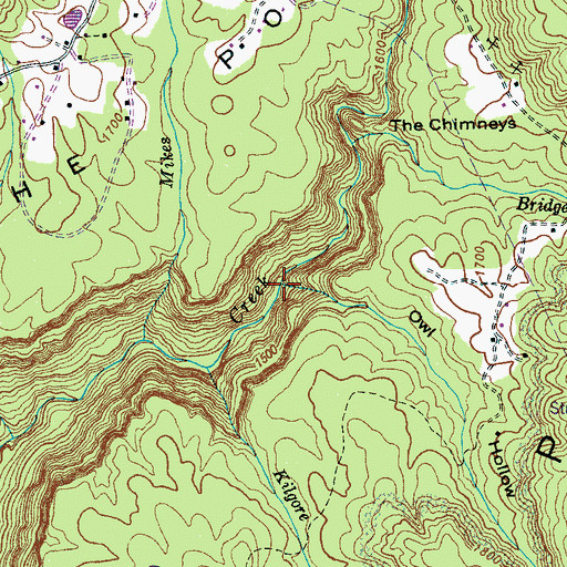 Topographic Map of Owl Hollow, TN