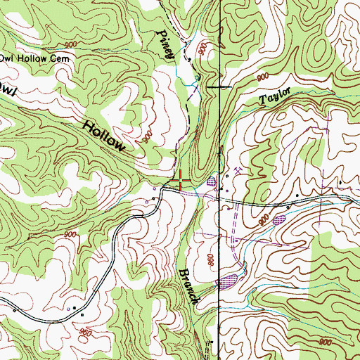 Topographic Map of Owl Hollow, TN