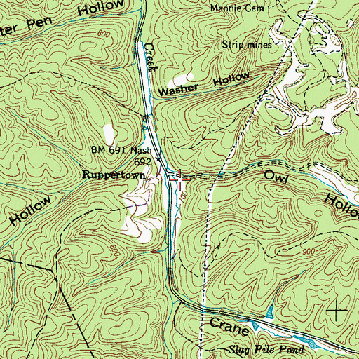 Topographic Map of Owl Hollow, TN