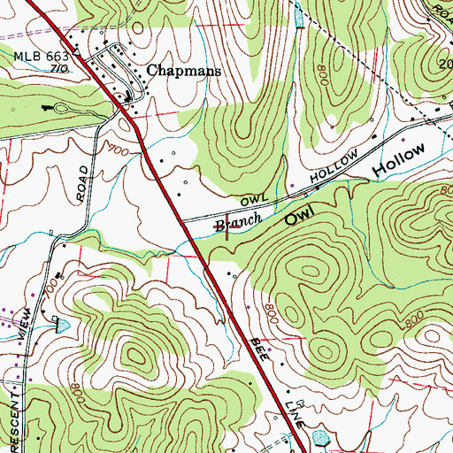 Topographic Map of Owl Hollow, TN