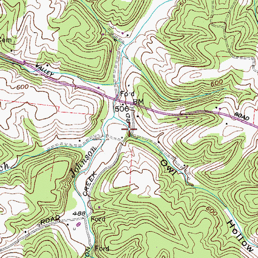 Topographic Map of Owl Hollow, TN