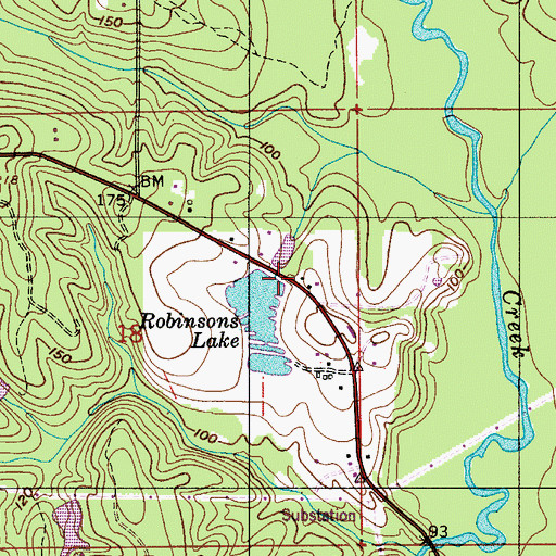 Topographic Map of Robinson Dam, AL