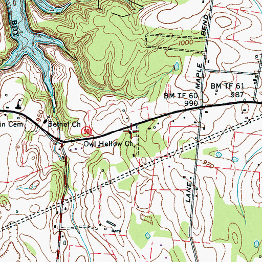 Topographic Map of Owl Hollow Church, TN