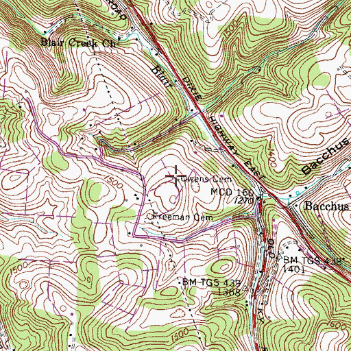 Topographic Map of Ownes Cemetery, TN