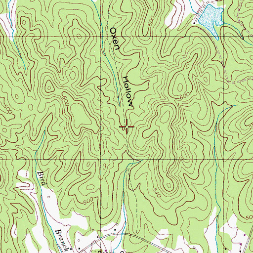 Topographic Map of Oxen Hollow, TN