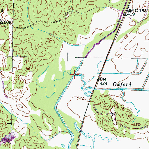 Topographic Map of Oxford Creek, TN