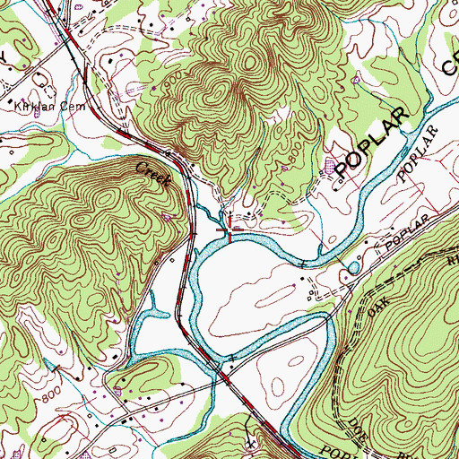 Topographic Map of Oxier Creek, TN