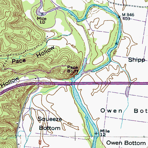 Topographic Map of Pace Bluff, TN