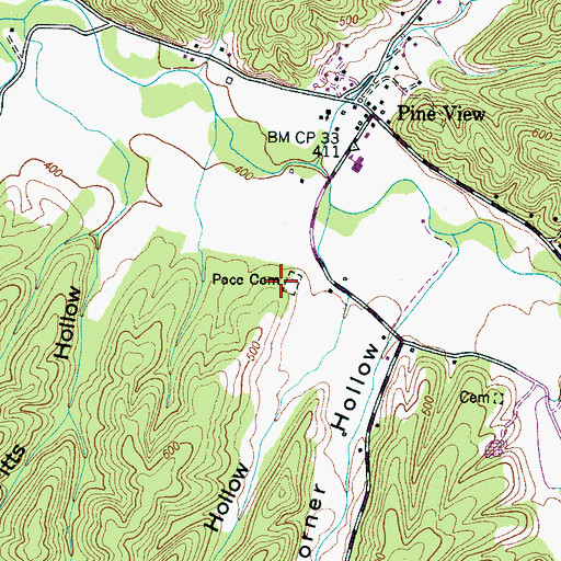 Topographic Map of Pace Cemetery, TN